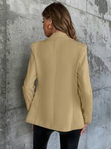 SHEIN Privé 女式雙排扣西裝外套 - 卡其色 - 查看 2