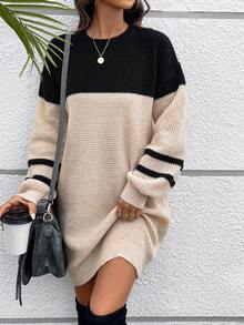 SHEIN Frenchy Của phụ nữ Khối màu Áo len dệt kim Đầm - Nhiều màu - Xem 3