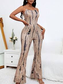 Bộ đồ liền quần ống rộng nhuộm loang màu thời trang dành cho nữ, mùa hè - Nhiều màu - Xem 5