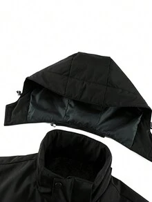 New Style Men's Thickened Padded Coat For Autumn/Winter With Fleece And Outdoors Component - Black - View 4