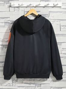 SHEIN Áo nỉ tay rớt vai in hình bóng đá cho bé trai tuổi teen - màu đen - Xem 2