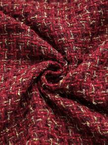 BizChic Hơn Hoa văn kẻ sọc Cổ vuông Tweed Áo khoác & Váy - Đỏ - Xem 3