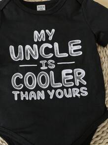 Baby Boy Letter Printed Bodysuit - Black - View 4