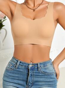 女用無縫邊緣帶介紹的胸罩 - 杏色 - 查看 2