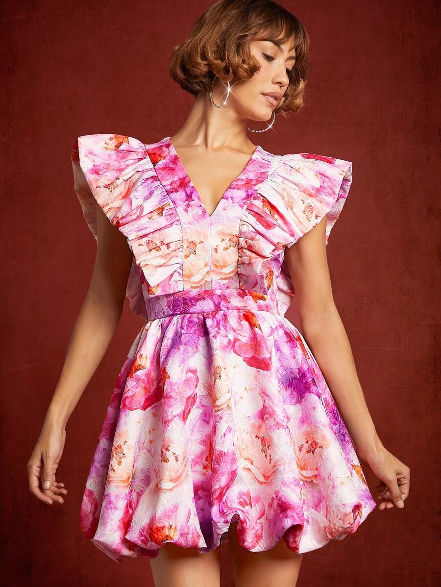 Hauture Váy xòe bèo nhún họa tiết hoa - Nhiều màu - Xem 1