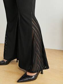 BizChic Hơn Cao eo Viền chia cắt Quần ống loe - màu đen - Xem 2