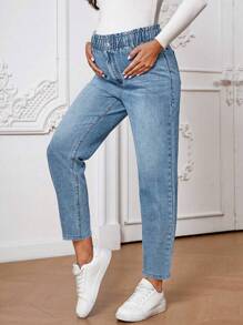 SHEIN Maternity Straight Leg Jeans - Light Wash - View 4