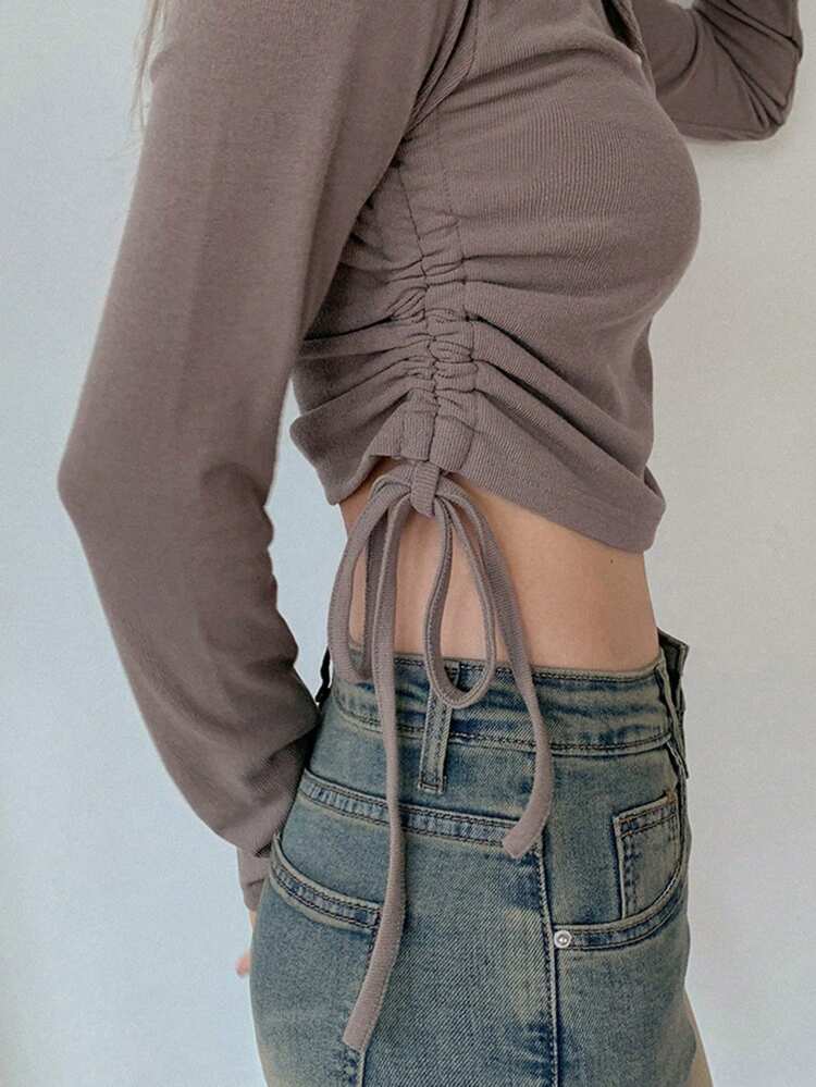 Women's Solid Color Long Sleeve Button Down T-shirt