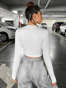 SHEIN PETITE Women's Printed Crop Top Tank - White - View 2