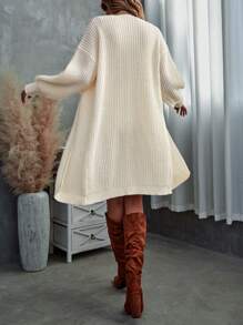 SHEIN Privé Solid Color Sleeveless Knitted Sweater Dress - Apricot - View 2