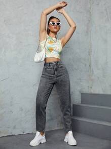 EMERY ROSE 女士寬鬆版型牛仔褲 - 深灰色 - 查看 5