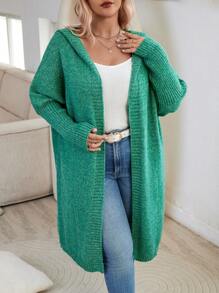 Calvaya 大碼針織衣開襟外套 - 綠色 - 查看 3