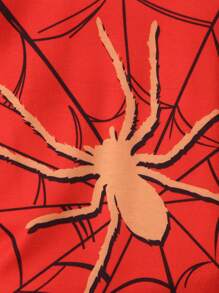 SHEIN 2 件裝幼兒男孩休閒蜘蛛印花短袖 T 恤和慢跑套裝 - 彩色 - 查看 7