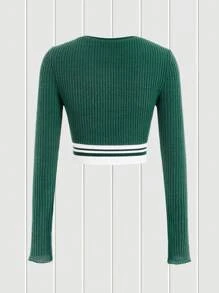 SHEIN EZwear 女性條紋圖案T恤