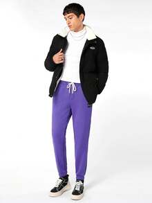 GENTILAND Nam Thư được vá Eo dây rút Quần thể thao - Màu tím - Xem 3