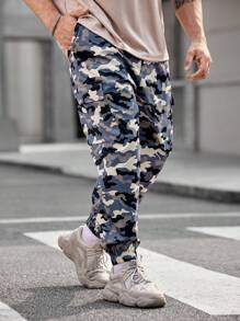 Manfinity Homme 男士加迷彩印花有蓋口袋側抽繩腰工裝褲 - 彩色 - 查看 6