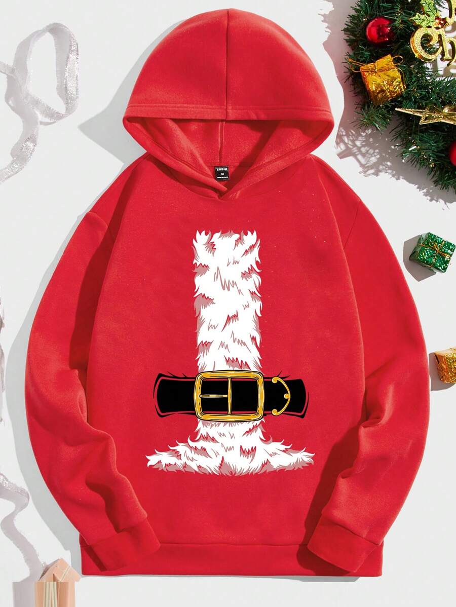 Manfinity RebelGame Loose Fit Men's Christmas Printed Hoodie - Red - View 1