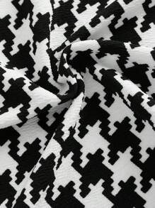 SHEIN Maternity Houndstooth Dress And Jacket Two-piece Set - Black and White - View 10