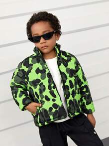 SHEIN 男童迷彩印花棉服大衣