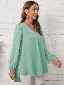 SHEIN LUNE V 領燈籠袖褶皺長袖襯衫