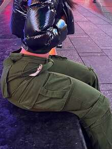 LMR 女士休闲纯色直筒工装牛仔裤 - 女士春季服装