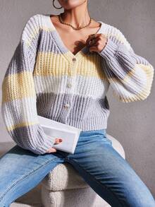 Của phụ nữ Khối màu Thả vai Áo len - Nhiều màu - Xem 7