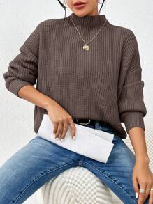 Chiquease Versatile Everyday Simple Sweater Pullover Knit Pullover Fall Winter Outfit