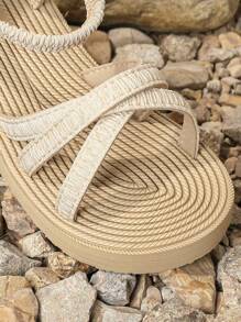 Sandales À Talons Compensés Pour Femmes, Semelle Épaisse En Forme De Coin, Couleur Abricot, Élégantes Et Adaptées À La Vie Quotidienne