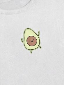 Conjunto de pijama con estampado de aguacate para niñas preadolescentes - Blanco - Ver 5
