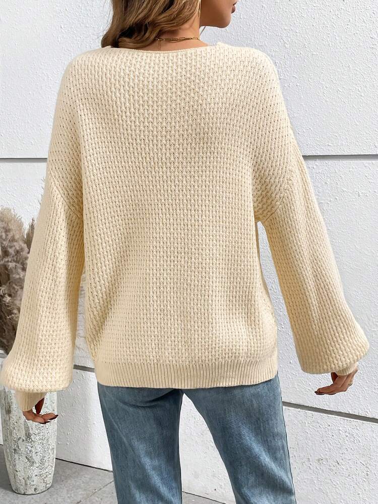 Solid Color Drop Shoulder Sweater Winter Casual