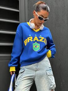 StreetHx 字母印花長袖運動衫 - 藍色 - 查看 6