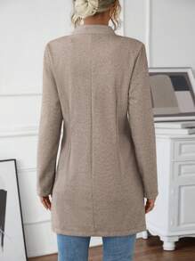 SHEIN LUNE Xương cá trích Mẫu Mở Mặt trước Áo khoác - Cà phê nâu - Xem 2