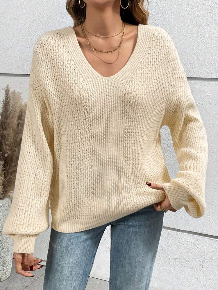 Solid Color Drop Shoulder Sweater Winter Casual