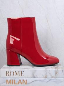 SHUZIA 女士舒适、时尚必备漆皮 PU 时尚踝靴新年假期 - 紅色 - 查看 5