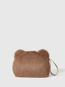 ROMWE Kawaii Cute Cartoon Bear Coin Purse - Brown - View 2
