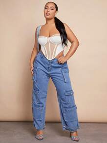 SHEIN BAE 大碼吊帶背心 - 白色 - 查看 3