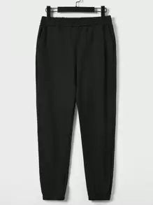 SHEIN Cottnline Men Galaxy Print Hoodie & Sweatpants - Black - View 5