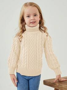 SHEIN Young Girl Long-Sleeved Turtleneck Casual Pullover Sweater