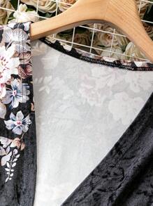 SHEIN LUNE Plus Floral Print Open Front Coat - Multicolor - View 5