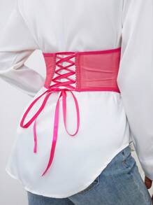 Fishbone Mesh Chain Waist Trainers - Pink - View 2