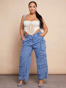 SHEIN BAE 大碼吊帶背心 - 白色 - 查看 4