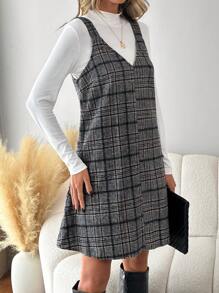 SHEIN LUNE Plaid Print Dress Without T-shirt - Multicolor - View 4