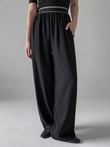 Dazy Tall Sepa Cómo Unir Pantalones De Pierna Ancha - Negro - Ver 6