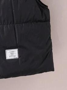 青少年女孩时尚休闲保暖背心加厚外套，适合居家或街头穿着 - 黑色 - 查看 6