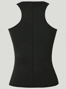 Ladies' Letter Print Slimming Top - Black - View 2