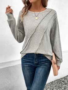 SHEIN LUNE Thả vai Áo thun - Màu be - Xem 4