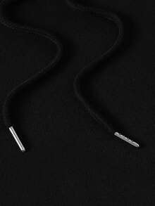 SHEIN EZwear Women's Butterfly & Letter Print Hooded Sweatshirt With Drawstring - Black - View 4