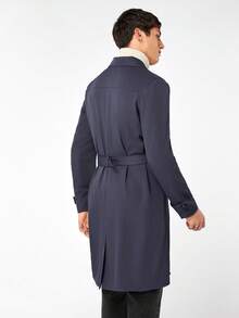 GENTILAND 男式纯色双排扣系带风衣