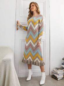 SHEIN Clasi Của phụ nữ Nhiều màu Áo len Dài Đầm - Nhiều màu - Xem 4