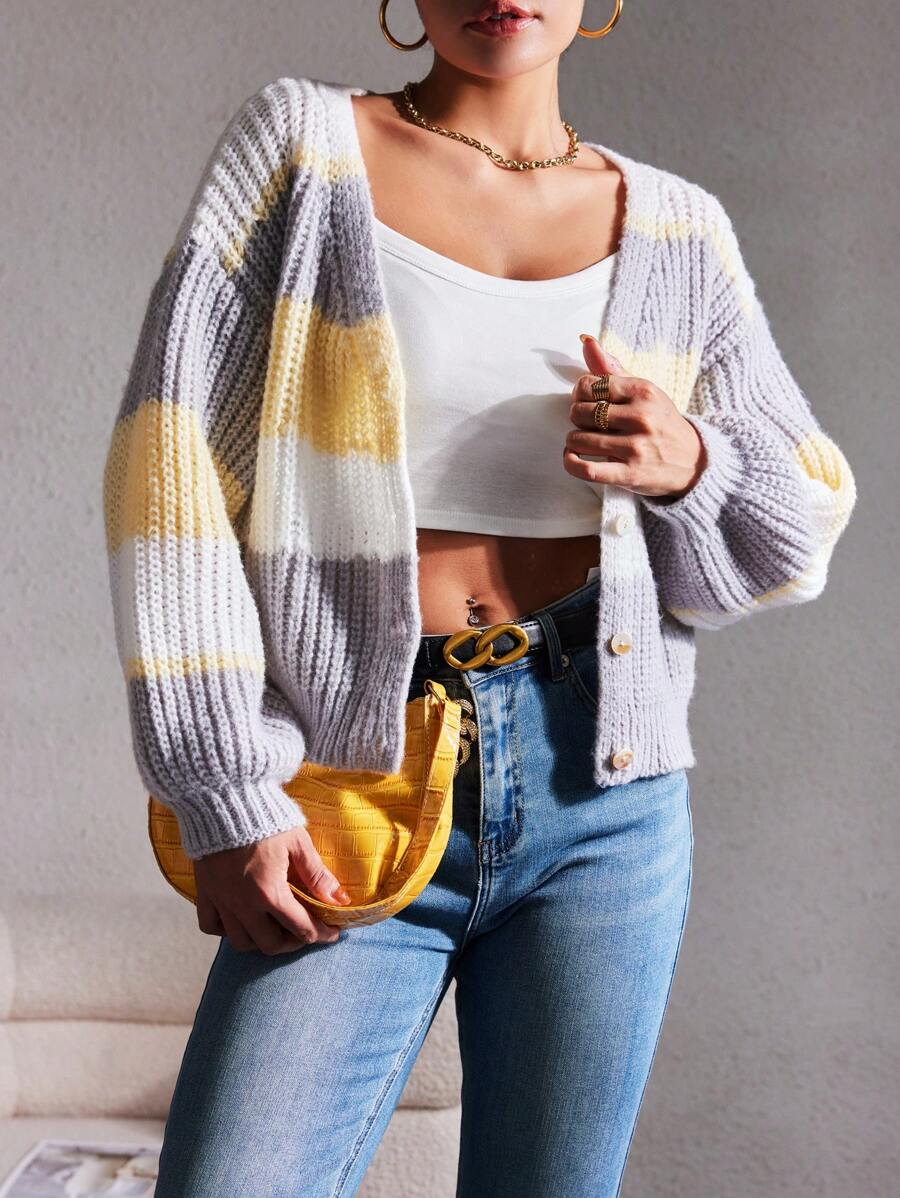 Của phụ nữ Khối màu Thả vai Áo len - Nhiều màu - Xem 1